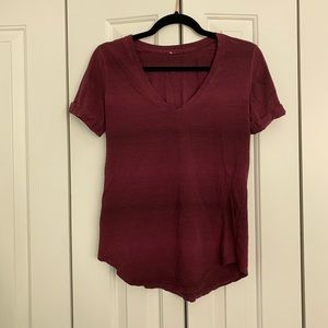 Maroon lululemon striped t-shirt